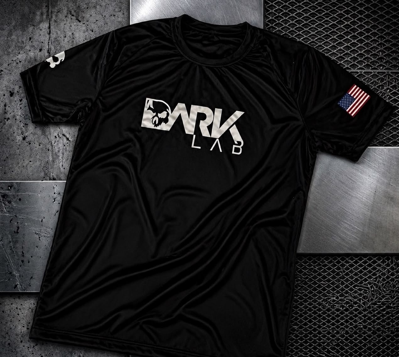 Camiseta Dry-fit Preta Caveira Unisex Dark Lab